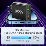 Multi Ports 65W USB Charger Fast Charging Type C Phone Charger Adapter For iPhone Samsung Xiaomi Huawei EU/US Plug Wall Charger