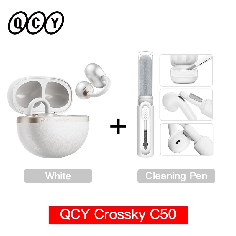 QCY CT06 Crossky C50 Open Ear Wireless Earphone 4-Mic Calls Bass Boost Earbuds Bluetooth 6.0 Clip On OWS Sports Headphone 35Hrs