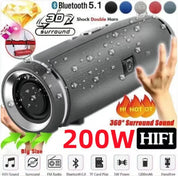 200W Portable Bluetooth Speaker IPX7 Waterproof Outdoor HIFI Pillar Speaker Subwoofer Stereo Speaker FM Radio TF Boom Box