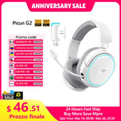 Picun G2 2.4GHz Bluetooth Wireless Gaming Headset For PC PS4 PS5 Phone Switch 5ms Low Latency 7.1 Surround Wired Headset ENC Mic