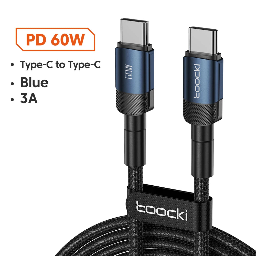 Toocki 100W Type C To Type C Cable USB C PD 5A Fast Charging Charger Cord for Xiaomi POCO F4 F3 Samsung Redmi Macbook 3M Cable