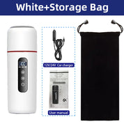 Electric kettle 12V 24V portable car heating cup 500 ml travel heating smart stainless steel insulation artifact OLED display