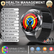 New 1.73" Sapphire Glass Uric Acid Blood Fat Health Trackr SmartWatch Blood Pressure ECG+PPG Clock Body Analysis Smartwatchs Men