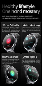 New 1.73" Sapphire Glass Uric Acid Blood Fat Health Trackr SmartWatch Blood Pressure ECG+PPG Clock Body Analysis Smartwatchs Men