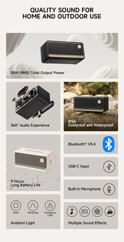 Edifier ES60 Portable Bluetooth Speaker Mini Sound Box Wireless Sound Bar 36W RMS Outdoor IP66 Waterproof Long Battery Life