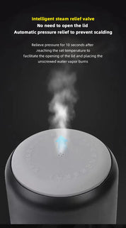 Electric kettle 12V 24V portable car heating cup 500 ml travel heating smart stainless steel insulation artifact OLED display