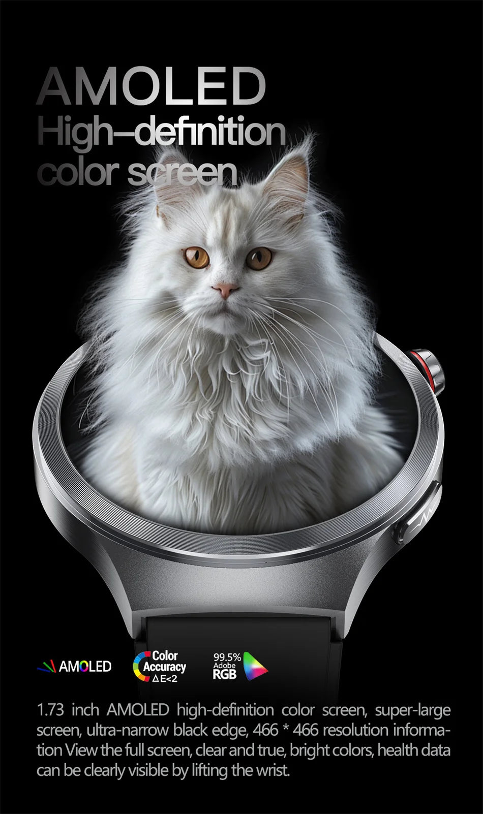 New 1.73" Sapphire Glass Uric Acid Blood Fat Health Trackr SmartWatch Blood Pressure ECG+PPG Clock Body Analysis Smartwatchs Men