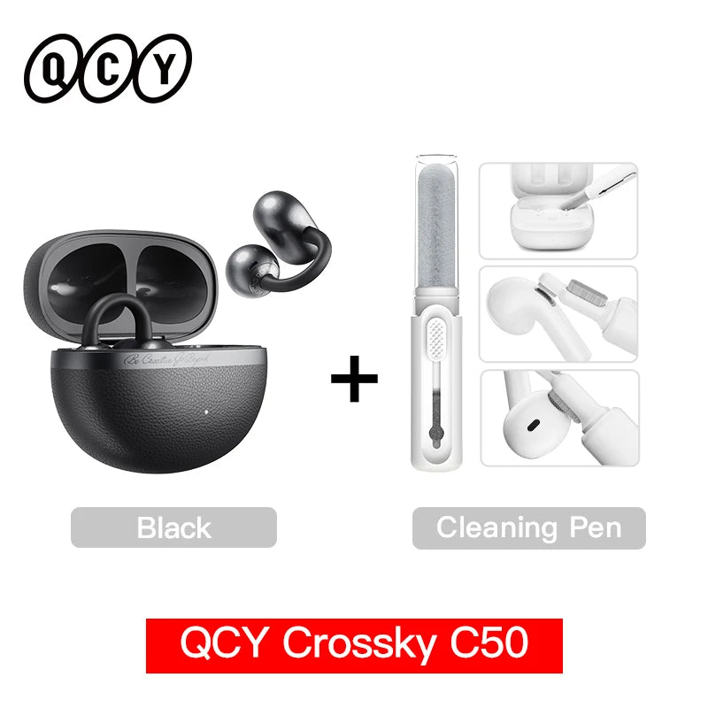 QCY CT06 Crossky C50 Open Ear Wireless Earphone 4-Mic Calls Bass Boost Earbuds Bluetooth 6.0 Clip On OWS Sports Headphone 35Hrs