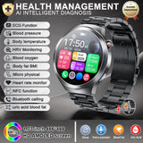 New 1.73" Sapphire Glass Uric Acid Blood Fat Health Trackr SmartWatch Blood Pressure ECG+PPG Clock Body Analysis Smartwatchs Men