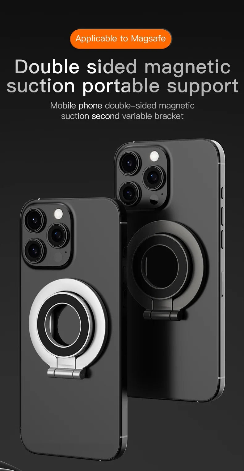 2026 Double-Sided For MagSafe Phone Holder for iPhone 17 16 15 Foldable 360° Rotating Stand Strong Magnet & Finger Grip Suppor