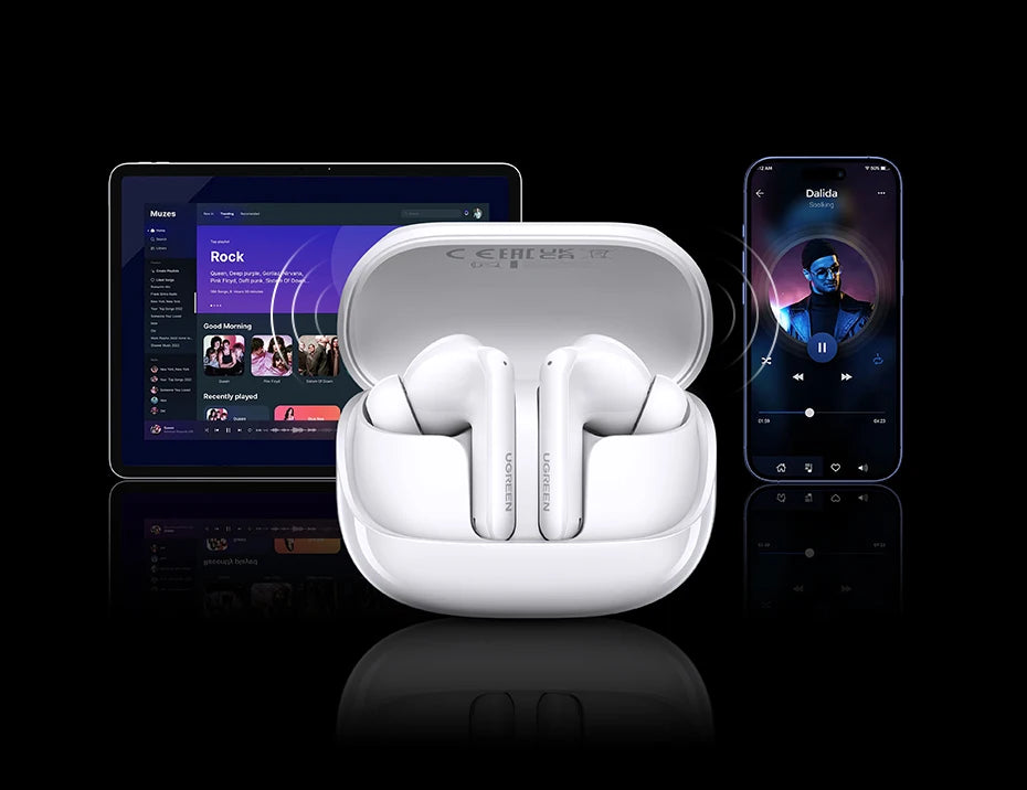 UGREEN LCD Full Color Smart Screen Wireless TWS Bluetooth Earphones Earbuds 52dB Active Noise Cancelling ANC In Ear Headphones