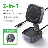 UGREEN Qi2/Qi Magnetic Wireless Charger Stand 15W 2-in-1 Charging Stand For iPhone 16 17 Pro Max/AirPods MagSafe Fast Charger