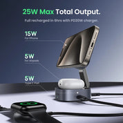 UGREEN Qi2/Qi Magnetic Wireless Charger Stand 15W 2-in-1 Charging Stand For iPhone 16 17 Pro Max/AirPods MagSafe Fast Charger