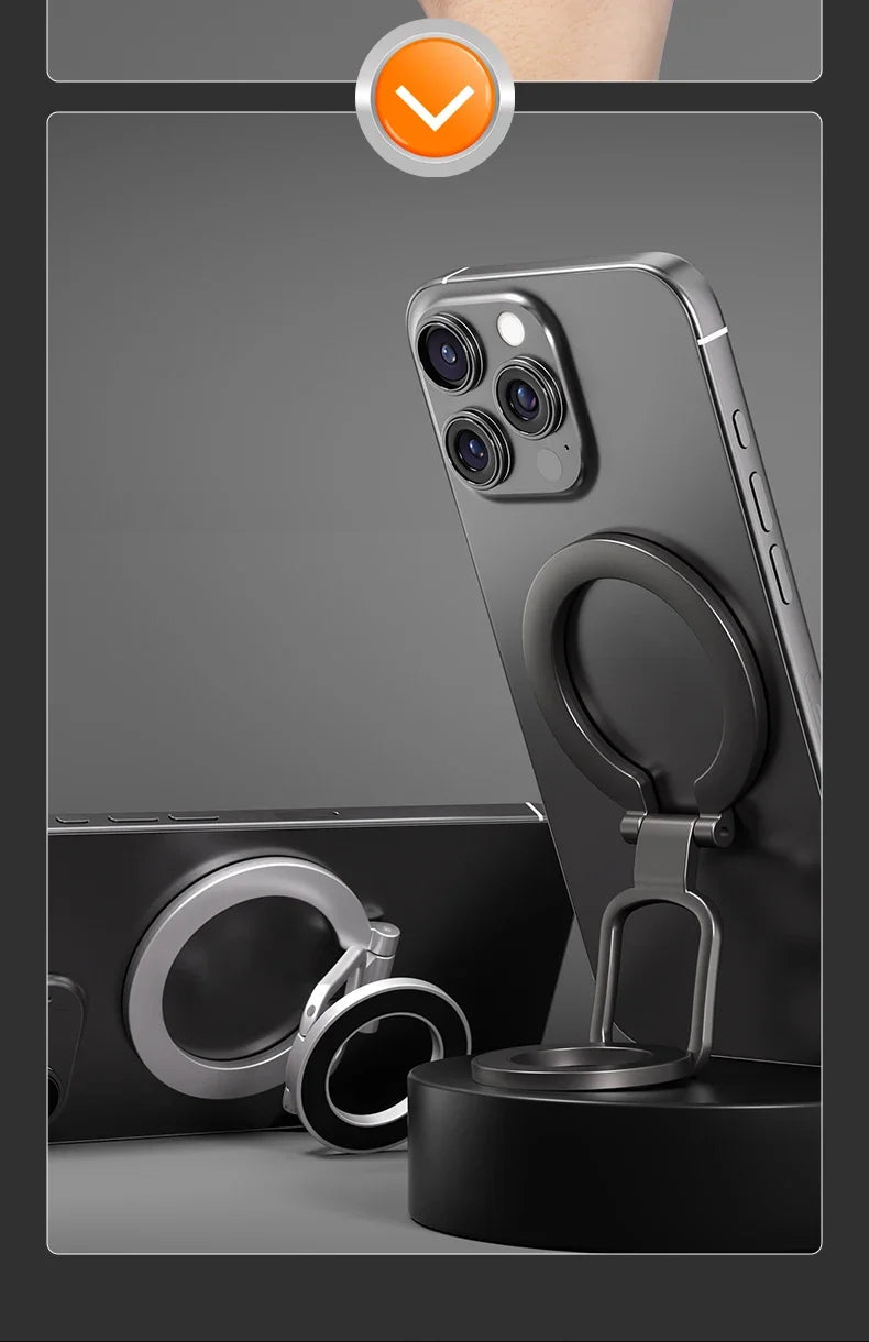 2026 Double-Sided For MagSafe Phone Holder for iPhone 17 16 15 Foldable 360° Rotating Stand Strong Magnet & Finger Grip Suppor