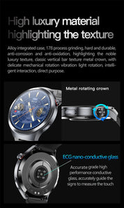New 1.73" Sapphire Glass Uric Acid Blood Fat Health Trackr SmartWatch Blood Pressure ECG+PPG Clock Body Analysis Smartwatchs Men
