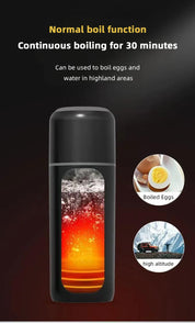 Electric kettle 12V 24V portable car heating cup 500 ml travel heating smart stainless steel insulation artifact OLED display
