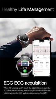 New 1.73" Sapphire Glass Uric Acid Blood Fat Health Trackr SmartWatch Blood Pressure ECG+PPG Clock Body Analysis Smartwatchs Men
