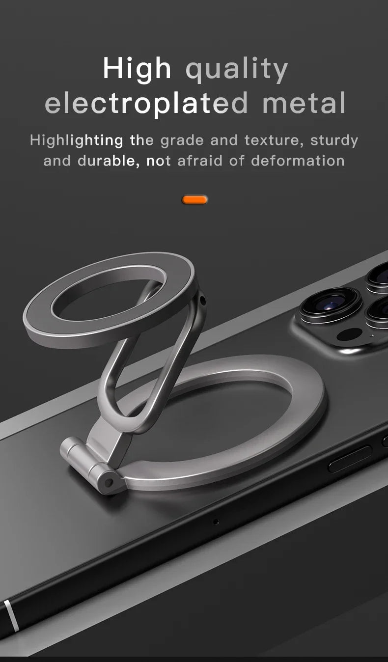2026 Double-Sided For MagSafe Phone Holder for iPhone 17 16 15 Foldable 360° Rotating Stand Strong Magnet & Finger Grip Suppor
