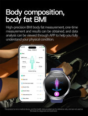 New 1.73" Sapphire Glass Uric Acid Blood Fat Health Trackr SmartWatch Blood Pressure ECG+PPG Clock Body Analysis Smartwatchs Men