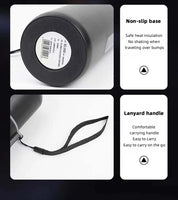 Electric kettle 12V 24V portable car heating cup 500 ml travel heating smart stainless steel insulation artifact OLED display