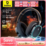 Baseus GH02 Gaming Wireless Headphone with Mic Over-Ear Headphones Bluetooth 5.3 40mm Driver 2.4G/Wireless/Cable RGB Headsets